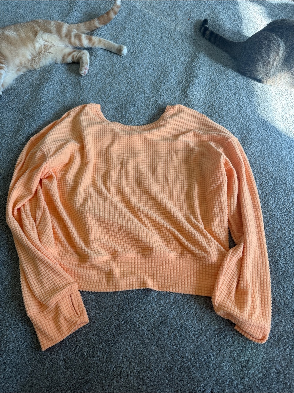MTA Sport Peach Waffle-Knit Long Sleeve Top